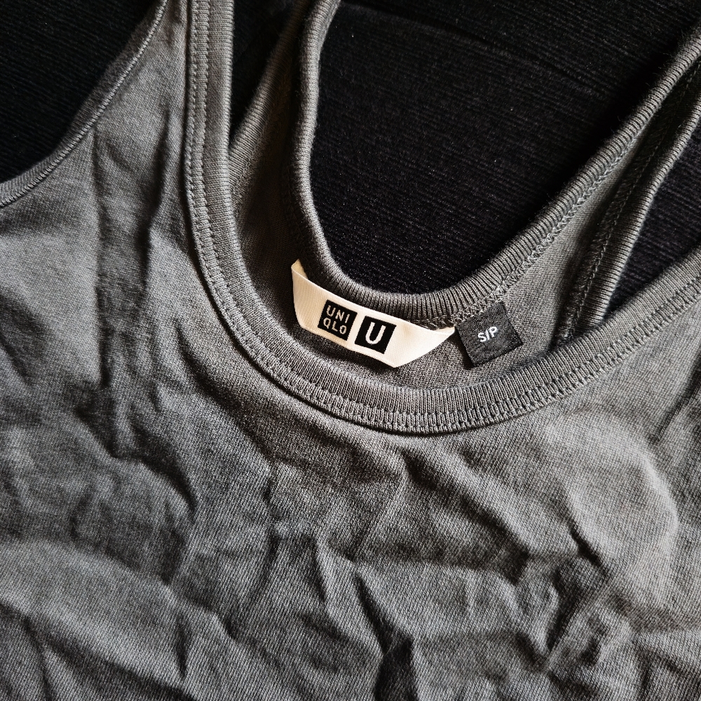 Dark Grey Cotton Uniqlo U Tank Top